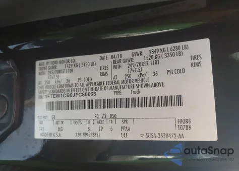 2018 Ford F-150 Xlt from USA, damaged, VIN 1FTEW1CB0JFC80668